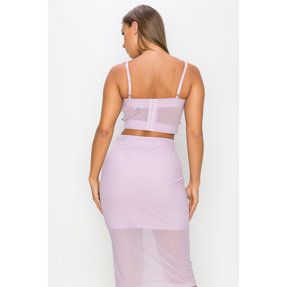 Studded Stone Cami Top & Slit Mini Skirts Set - Picture 5 of 9